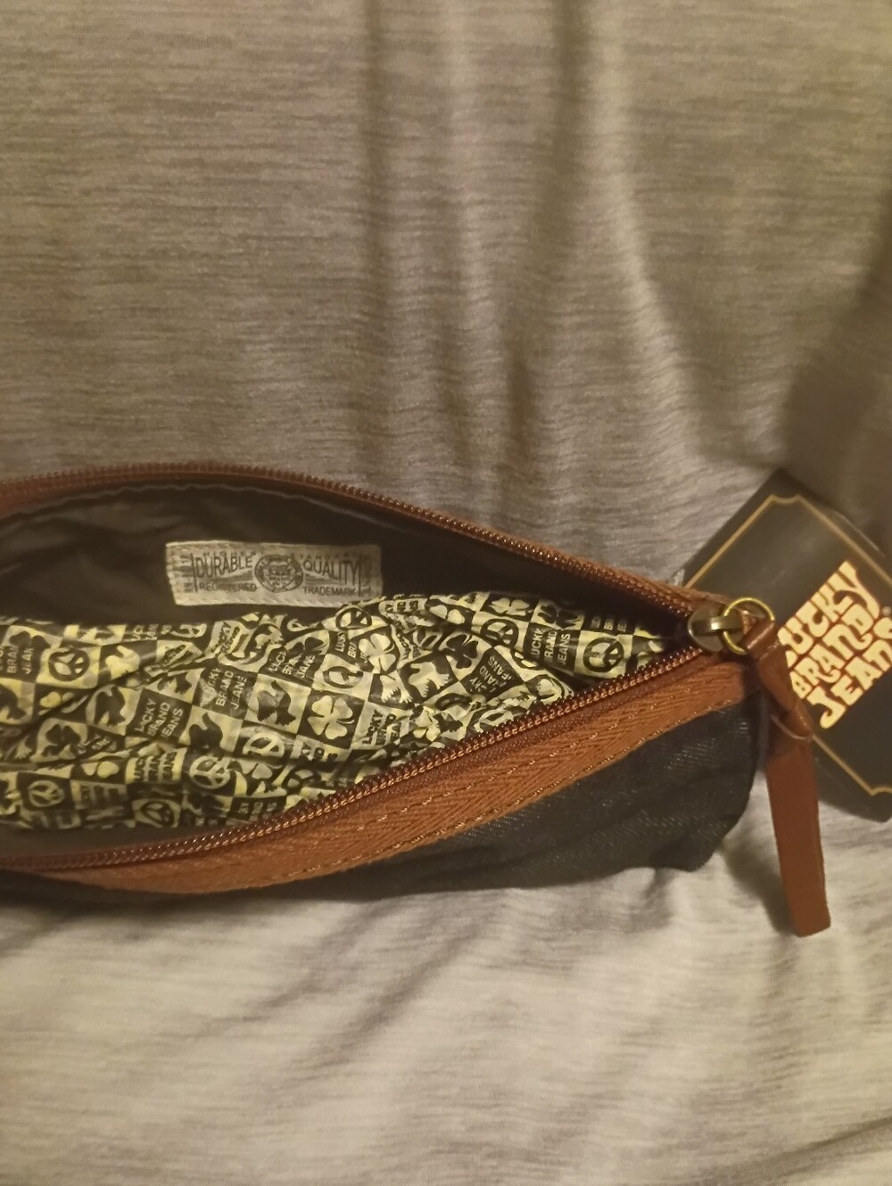 Lucky Brand Denim Pencil Case Cosmetic Bag - Picture 4 of 5